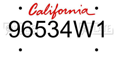 96534W1 California License Plate