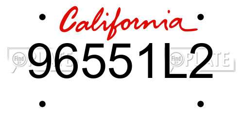 96551L2 California License Plate