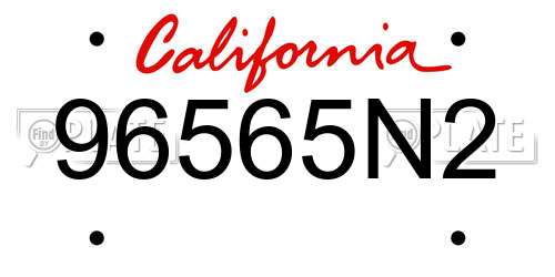 96565N2 California License Plate