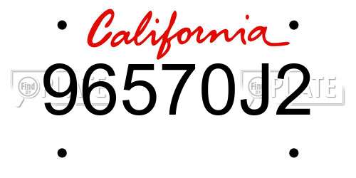 96570J2 California License Plate