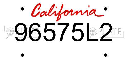 96575L2 California License Plate