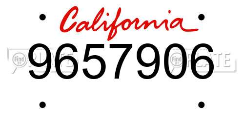 9657906 California License Plate