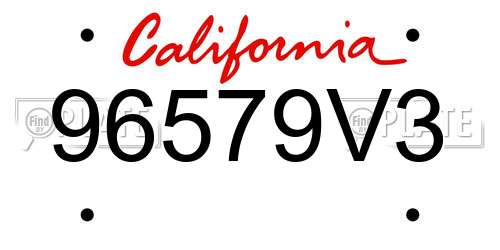 96579V3 California License Plate