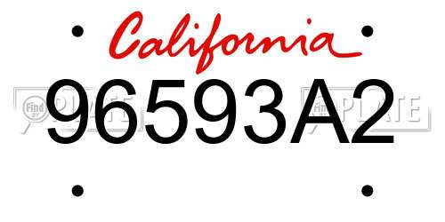 96593A2 California License Plate