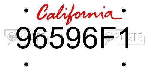96596F1 California License Plate