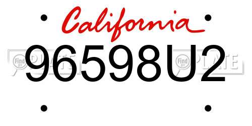 96598U2 California License Plate