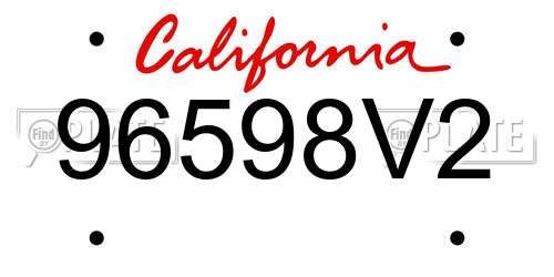 96598V2 California License Plate