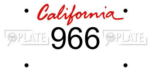966 California License Plate