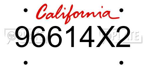 96614X2 California License Plate