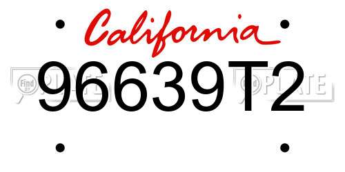 96639T2 California License Plate