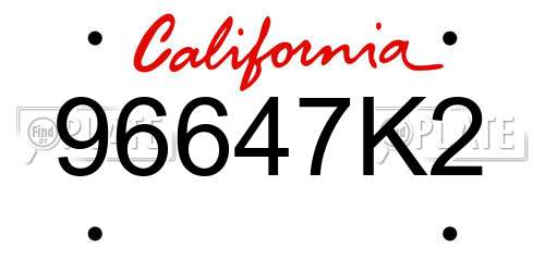 96647K2 California License Plate