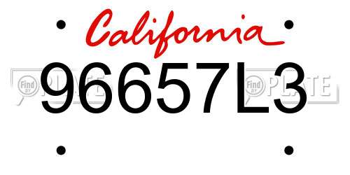 96657L3 California License Plate