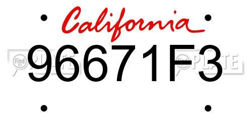 96671F3 California License Plate