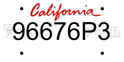 96676P3 California License Plate