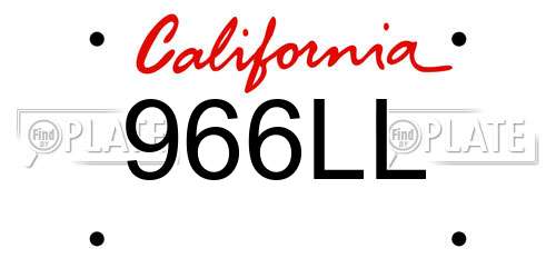 966LL California License Plate