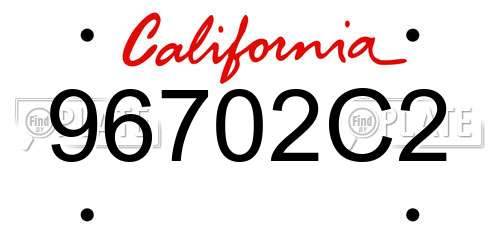 96702C2 California License Plate