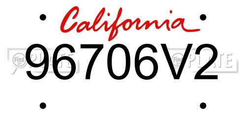 96706V2 California License Plate