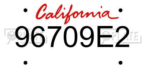 96709E2 California License Plate
