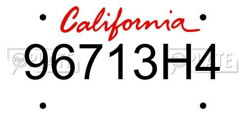 96713H4 California License Plate