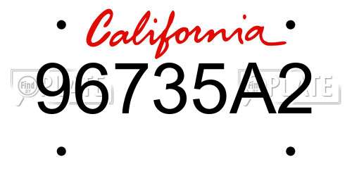 96735A2 California License Plate