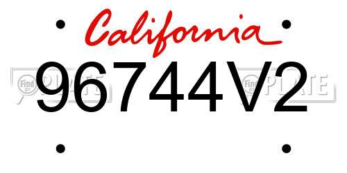 96744V2 California License Plate
