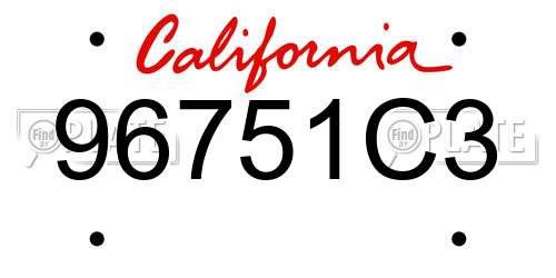 96751C3 California License Plate