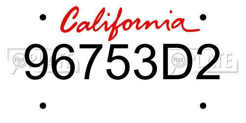 96753D2 California License Plate