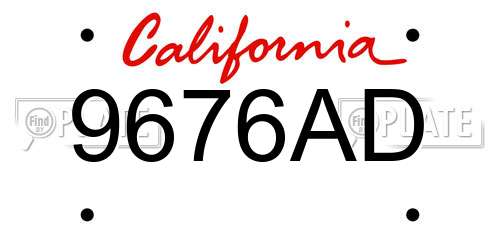 9676AD California License Plate