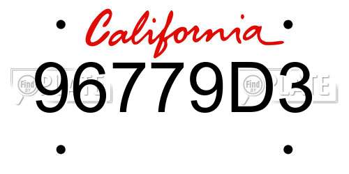 96779D3 California License Plate
