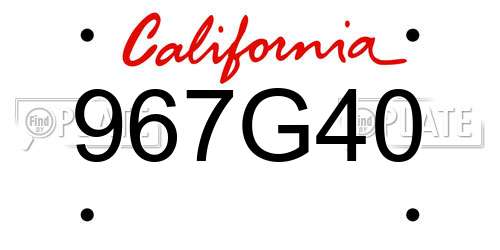 967G40 California License Plate