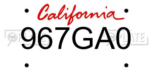 967GA0 California License Plate