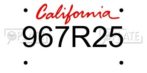 967R25 California License Plate