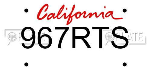 967RTS California License Plate