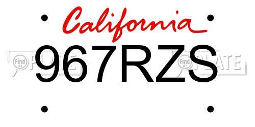 967RZS California License Plate
