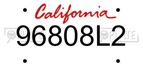 96808L2 California License Plate