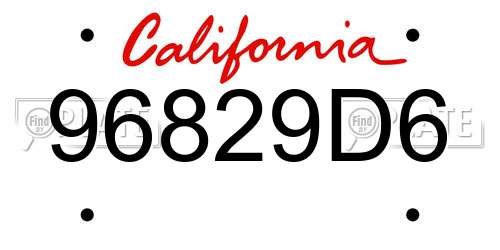 96829D6 California License Plate