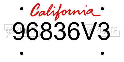 96836V3 California License Plate