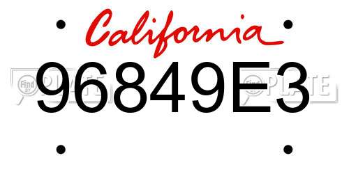 96849E3 California License Plate
