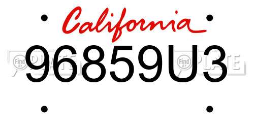 96859U3 California License Plate