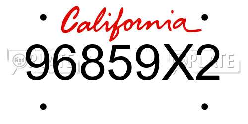 96859X2 California License Plate