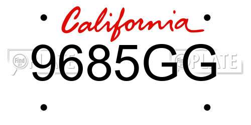 9685GG California License Plate