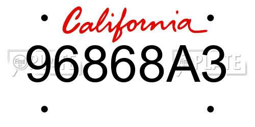 96868A3 California License Plate