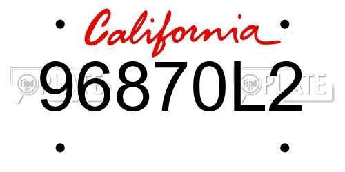 96870L2 California License Plate
