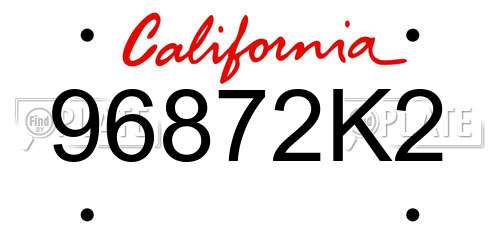96872K2 California License Plate