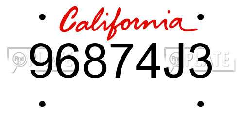 96874J3 California License Plate