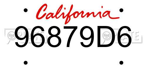 96879D6 California License Plate