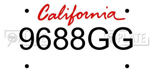 9688GG California License Plate