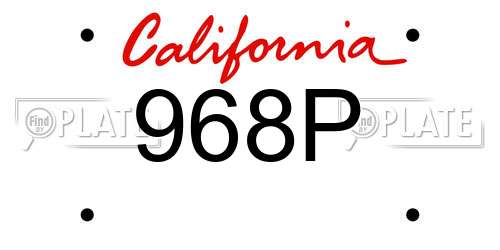 968P California License Plate
