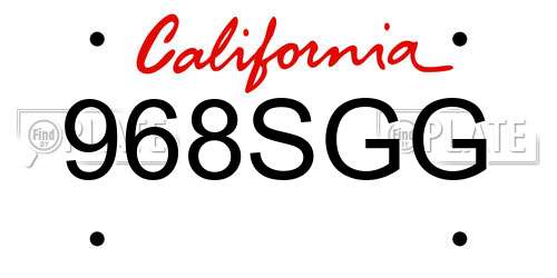 968SGG California License Plate