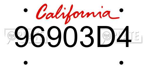 96903D4 California License Plate